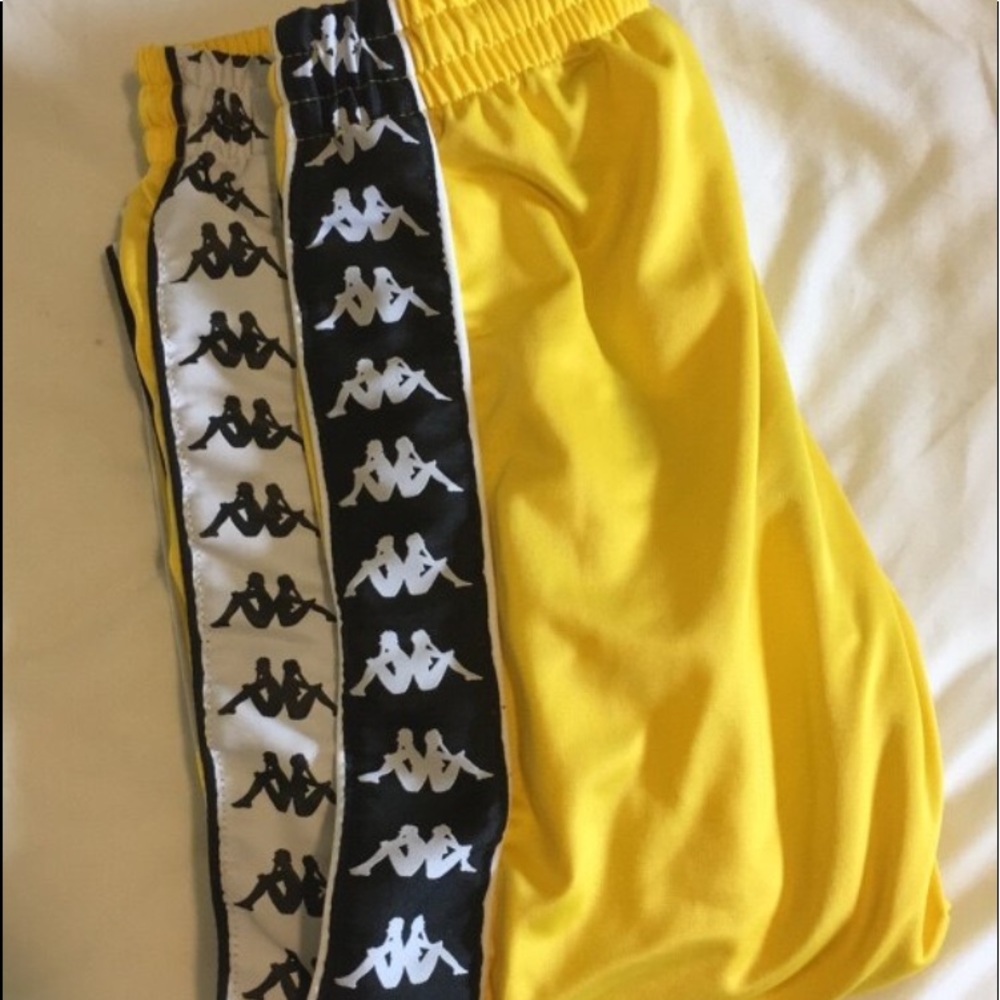 Kappa Track Pants Yellow & Black/White Size Small